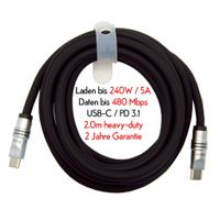 USB-C Schnelladekabel + Datenfunktion, 2m, Silikon, Neuware
