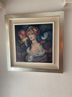 Gemälde "Dame mit Pferd" gerahmt