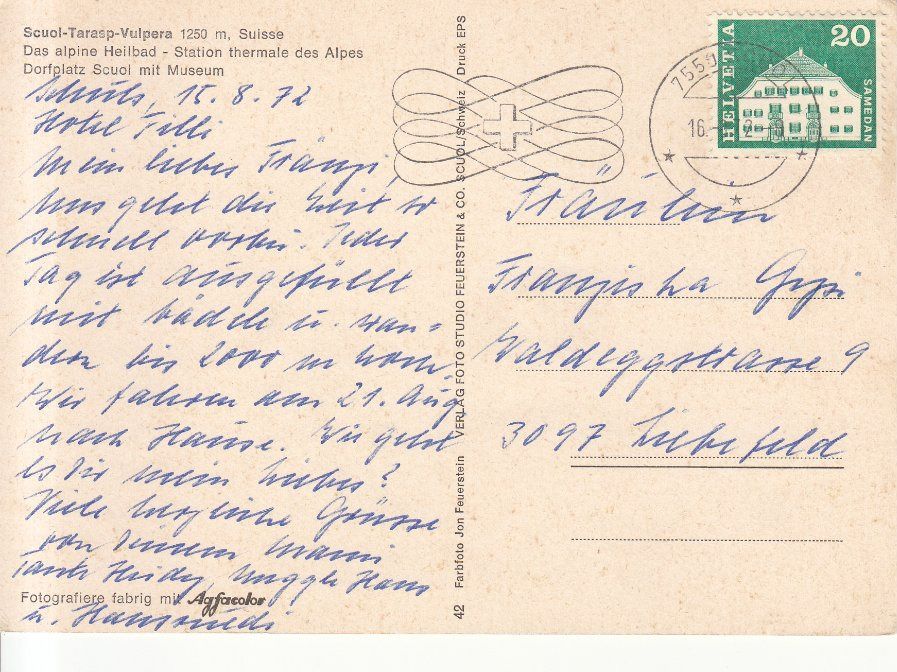 Cartoline postali: Scuol 1972 – Usato da Bürglen TG venduto da StampGraf 1