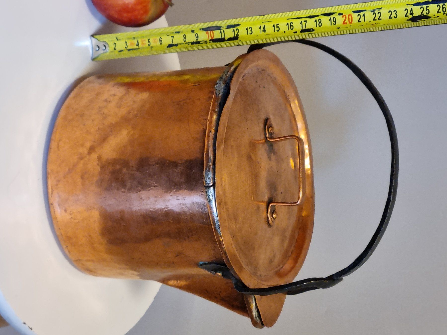 Pentole: Antiker Kupferkessel mit Deckel um 1900 – Usato da Scharnachtal venduto da devin03 7