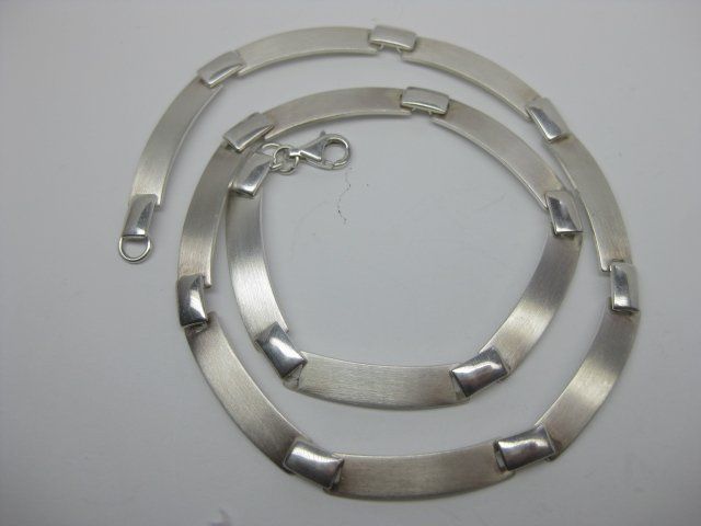 Catenine: Silber Kette Collier 925  flache Elemente / 27.43 g – Usato da Ermatingen venduto da Decovin 1