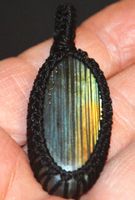 Anhänger - L-6734 – Labradorit Makramee ca. 4x2cm