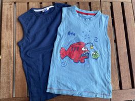 2xTank Tops Gr. 128 Tiefseefisch blau
