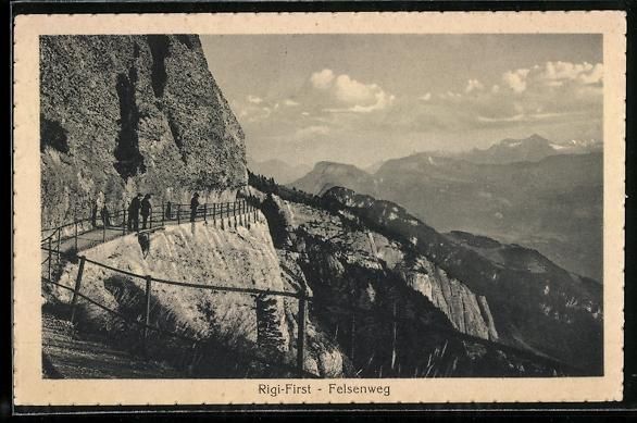 Cartes postales: AK Rigi-First, Blick auf den Felsenweg – D'occasion à Berlin par bartko-reher