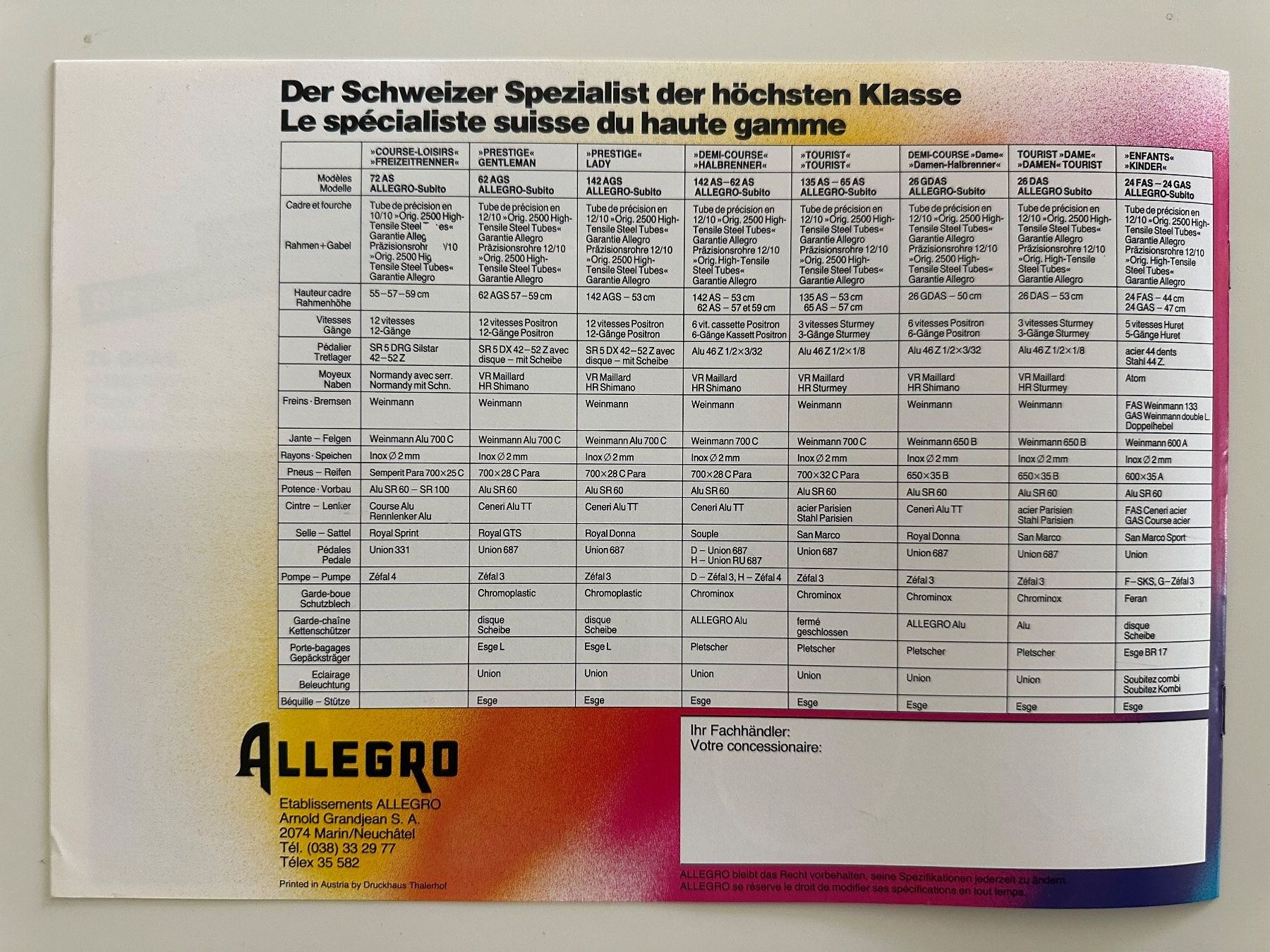 Puch Documenti: Original Puch Allegro Velo Prospekt – Usato da Oberägeri venduto da verwuester 7