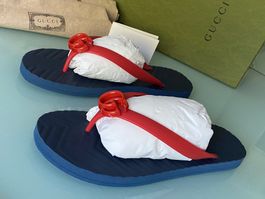 GUCCI GG Interlocking Rot Gummi Flip Flop Sandale 42 NEU