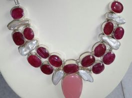 Edles Collier Rubin Perlen & Turmalin – Sommer-Look 💎 50...