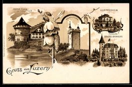 Litho Luzern, Roter Turm mit Nollithor, 