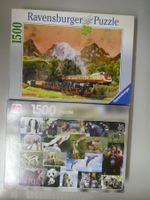 2 Puzzles je 1'500 Teile "Wildtiere" + "Märklin