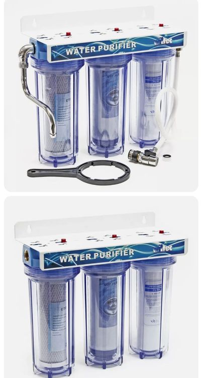 Filtro Acqua 3 Livelli Naturewater NW-PR103 - Cartucce 254 Mm, Attacco 20.67 Mm, Per Trattamento Domestico