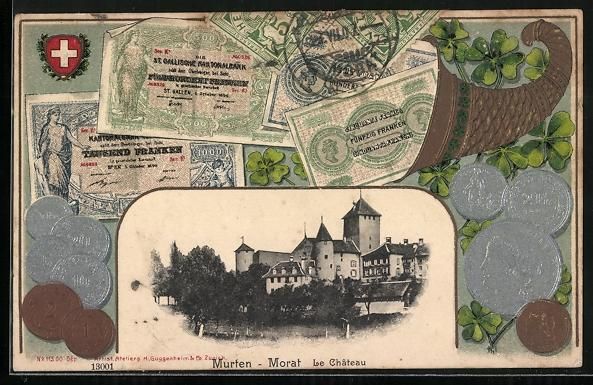 Cartoline postali: AK Morat, Le Château, 1907 – Usato da Berlin venduto da bartko-reher