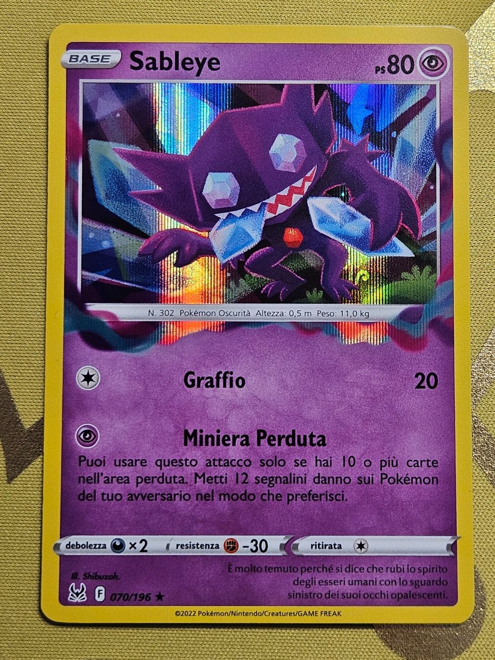 Pokémon Carte collezionabili: Lost Origin - Sableye 070/196 IT – Usato da Bellinzona venduto da Pokemarco