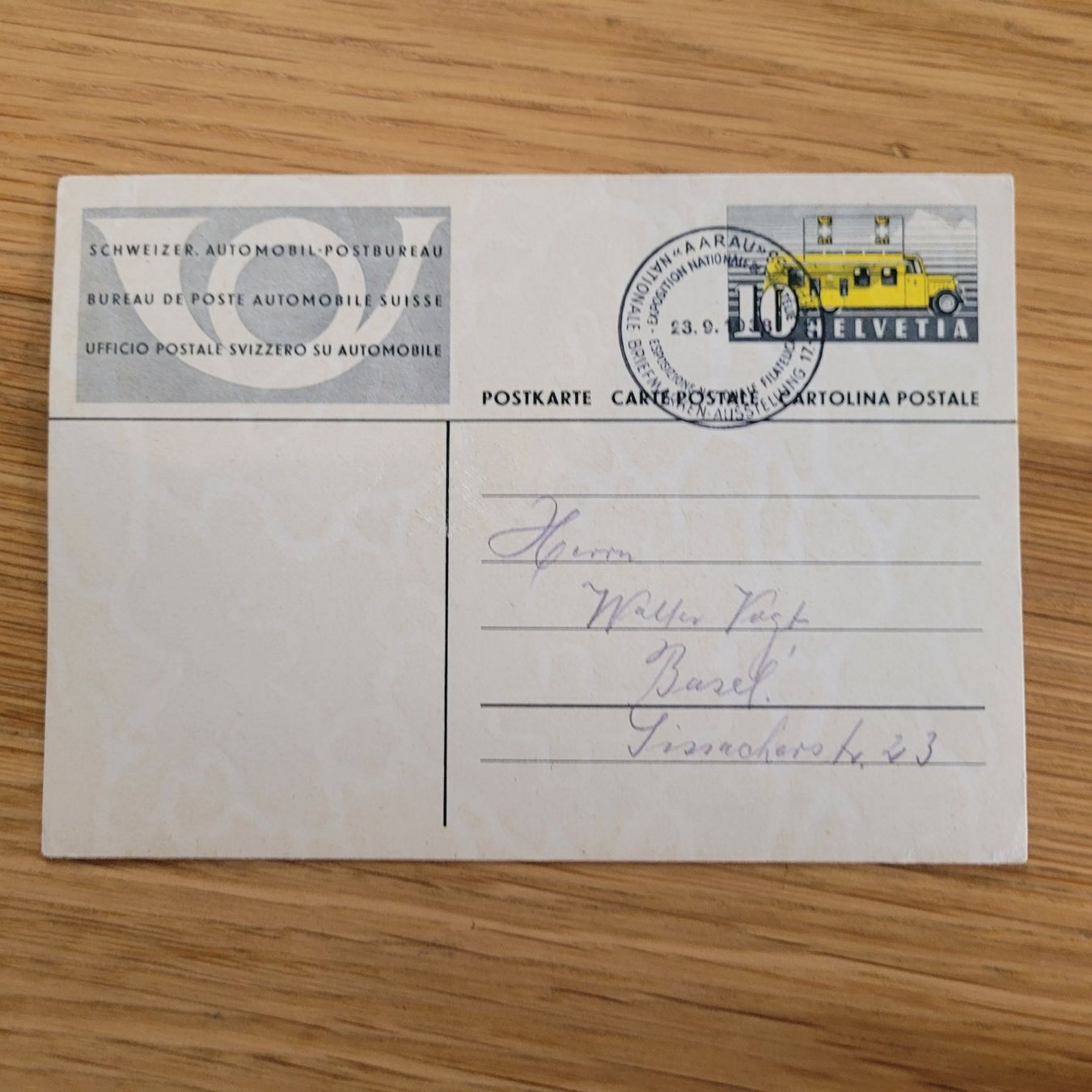 Alle Briefmarken: GS Karte Aarau 1938 Basel – Gebraucht aus Biel/Bienne von Destockweb