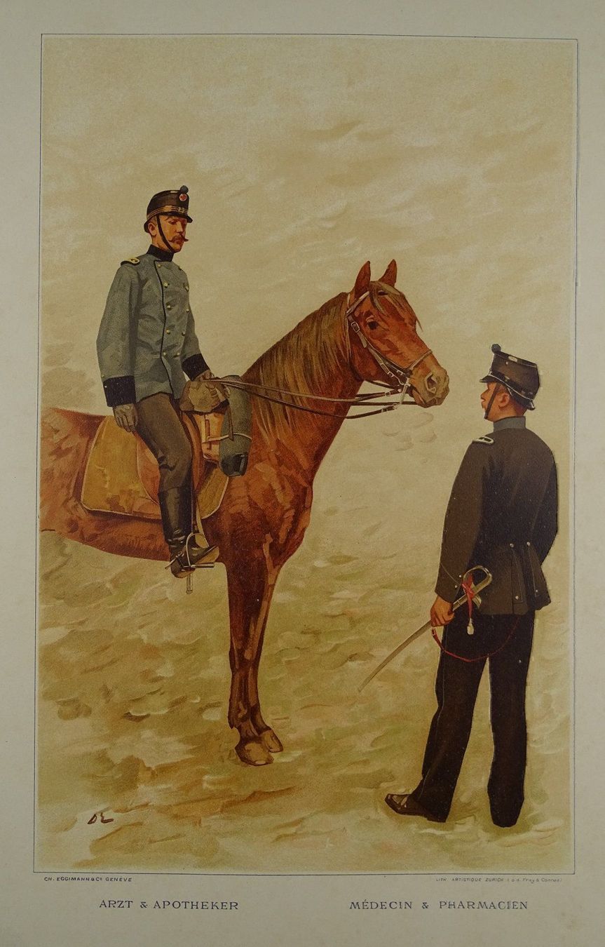 Grafiken & Lithographien: ARZT UND APOTHEKER, LITHOGRAPHIE 1894 – Gebraucht aus Grüningen von Kartensammler 1