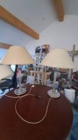 2 Lampes Zonca design vintage art déco abat-jour beige