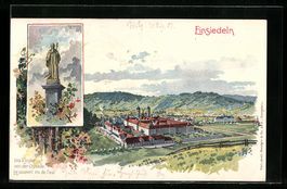 Litho Einsiedeln, Das Kloster von der Os