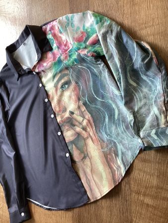 Exklusive Bluse/Hemd Gr.XL / sehr spezielle Bluse / Gesicht