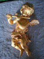 Traumhafter, Vintage, vergoldeter Barockengel aus Holz