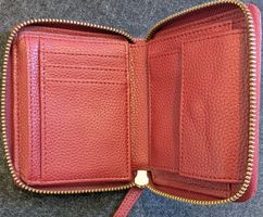 Leder Portemonnaie rot mit Reissverschluss 