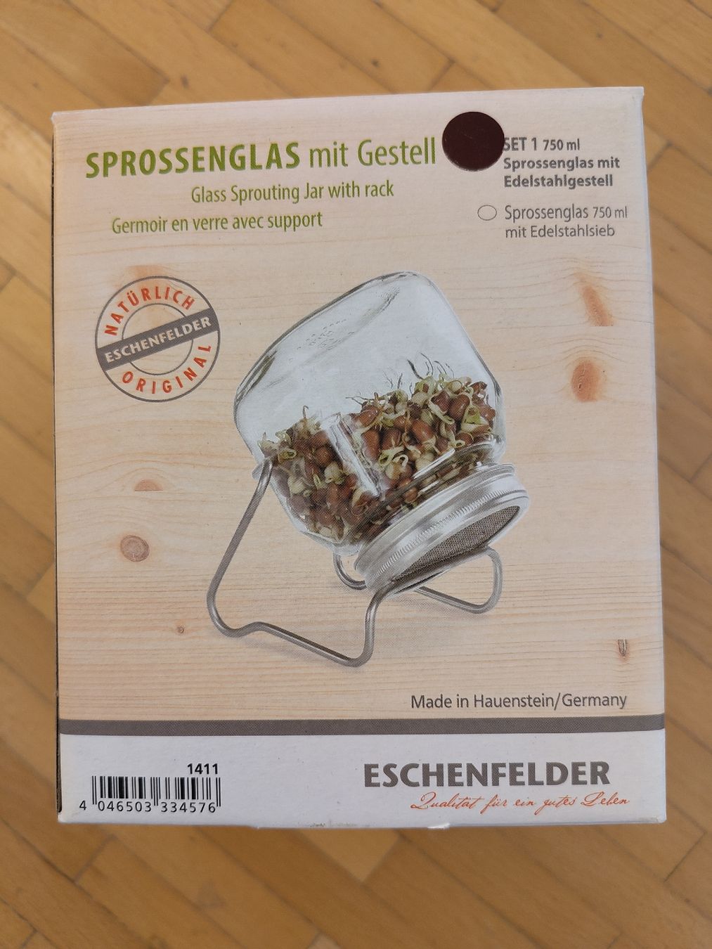 Vasi per fiori: Sprossenglas mit Edelstahlgestell – Nuovo e nell'imballaggio originale da Bassersdorf venduto da kaeferli_es