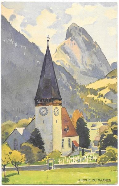 Cartoline postali: Saanen Kirche Künstlerkarte – Usato da Olten venduto da clotaldi