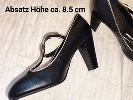 Damen Riemchen-Schuhe Anne Weyburn Leder Schwarz/Gold NEU!