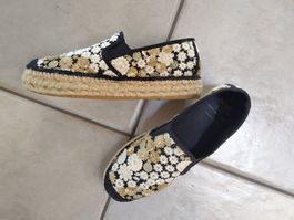 Benci Brothers Espadrilles schwarz, Blumen, Pailletten Gr.38