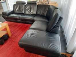 Echtleder Ecksofa schwarz