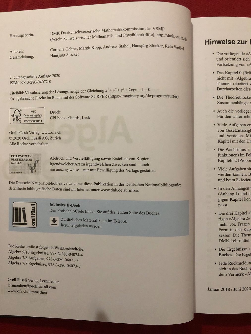 Livres: Algebra 9/10 – Neuf (Voir description) à Mollis par ges_vlm6 2