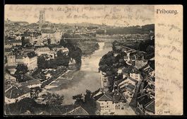 AK Fribourg, Vue générale, rivière, ponts et vieille ville