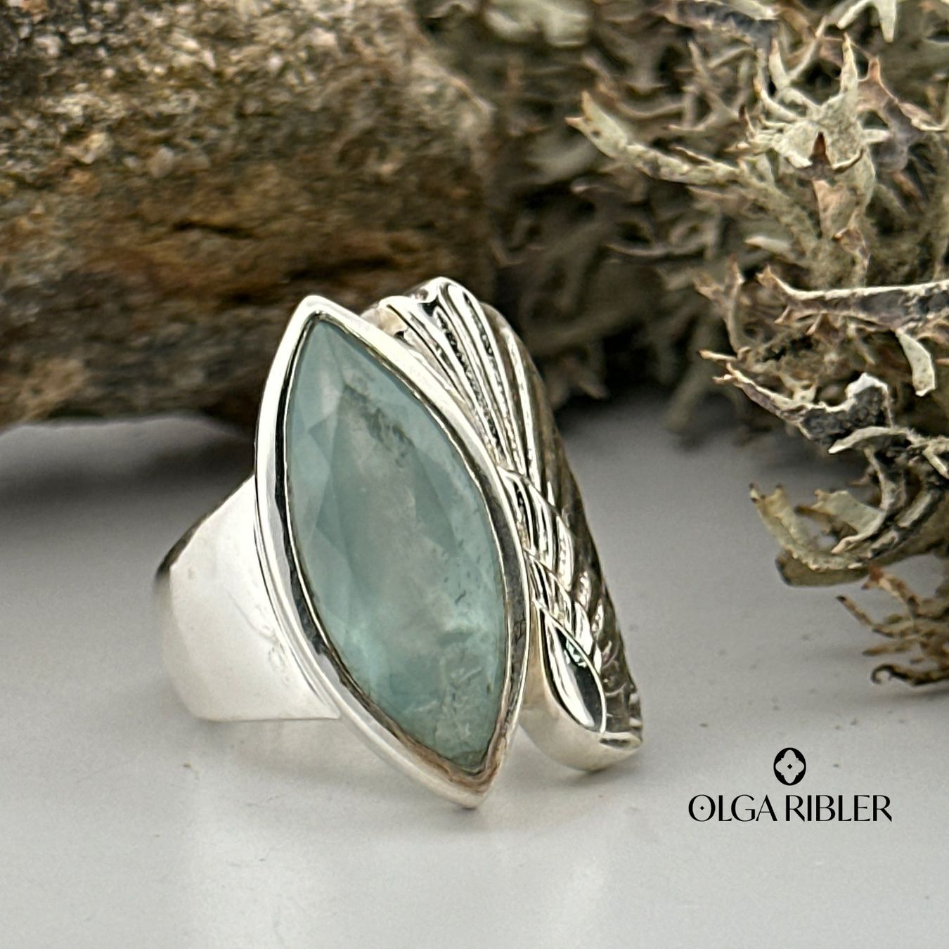 Olga Ribler Anelli: Unikate Silber Ring 925 Grösse 52 mit Aquamarin – Nuovo (secondo la descrizione) da Luzern venduto da Schmuckoutlet 1