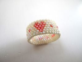 🟢 NEUF Bague coeur en perles japonaises Herzring NEU 57-58