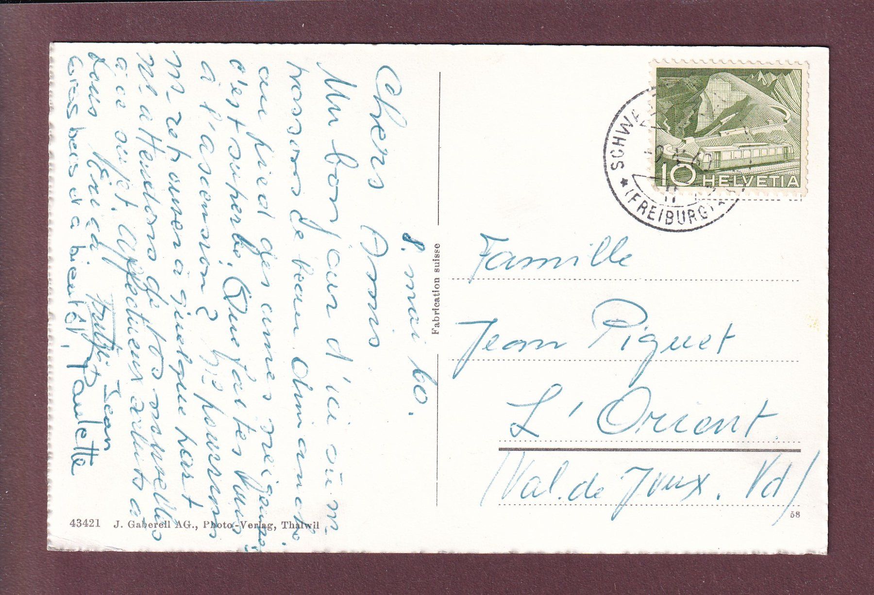 Cartoline postali: Partie am SCHWARZSEE - 1960 – Usato da Pully venduto da nicecards 1