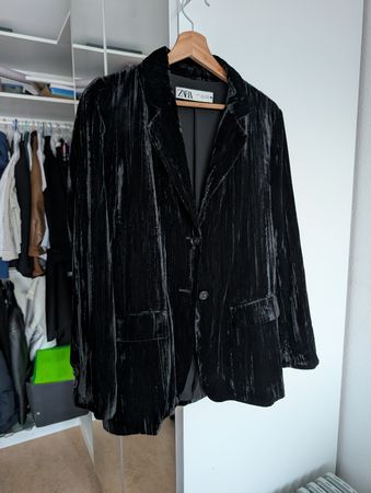 Samt-Blazer ZARA, Schwarz, Grösse S