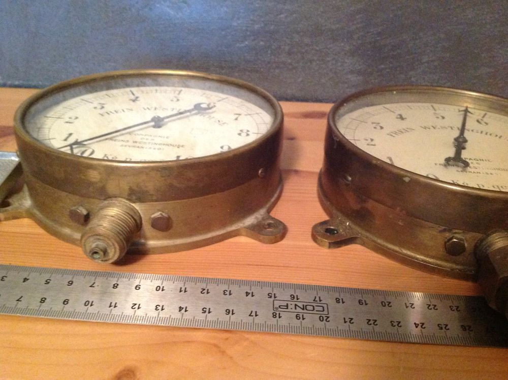 2 ancien - Antikes Manometer E. Bourdon frein westinghouse (Gebraucht ...
