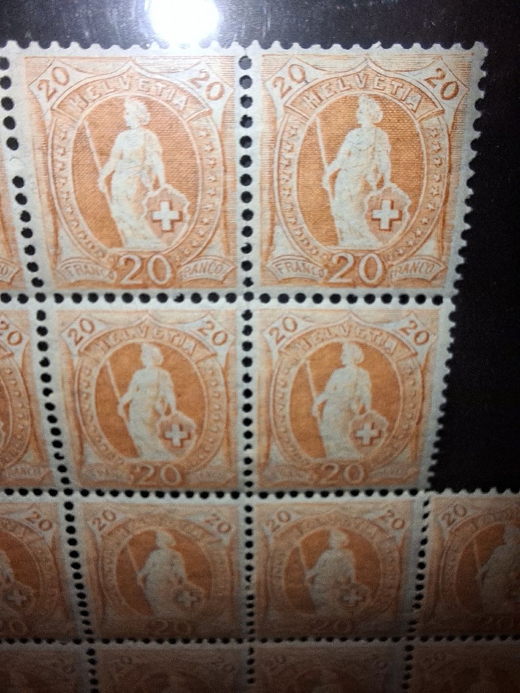 Alle Briefmarken: Stehende Helvetia Teil Bogen 94Ac. mit Attest  – Gebraucht aus Balgach von SIMEON27 6