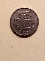 6 Stk. Seltene 10 Öre Münze aus Norwegen, Jahrgänge um 1960