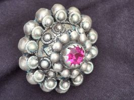 Antiker afghanischer Kuchi Ring aus Silber m. Glasstein 14Gr