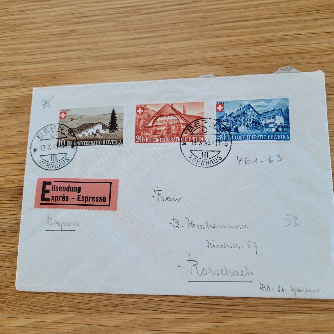 Alle Briefmarken: Brief Bern 1945 Rorschach Express – Gebraucht aus Biel/Bienne von Destockweb