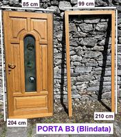 Porta lignea BLINDATA con vetrata decorativa (B3)