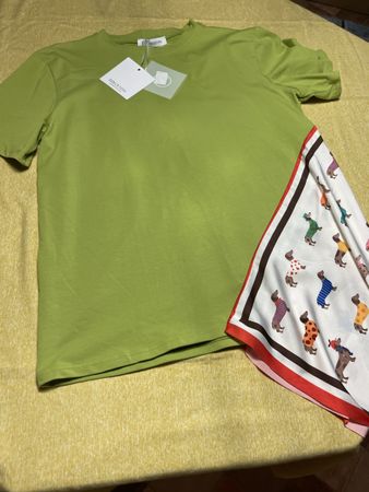 T-shirt cotone verde con stampa bassotto donna tgM/L-nuovo