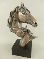 Pferde-Skulptur, Bronze-Look, Pferd mit Fohlen