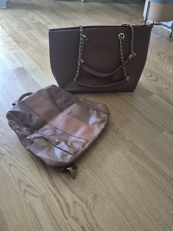 Tasche und Rucksack braun Damen Leder 2tlg Set