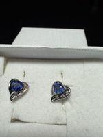 Heart Earrings 750 White Gold, sapphire and diamonds