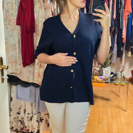 Marineblaue Vintage  Bluse YOUR 6th SENSE Gr. XL
