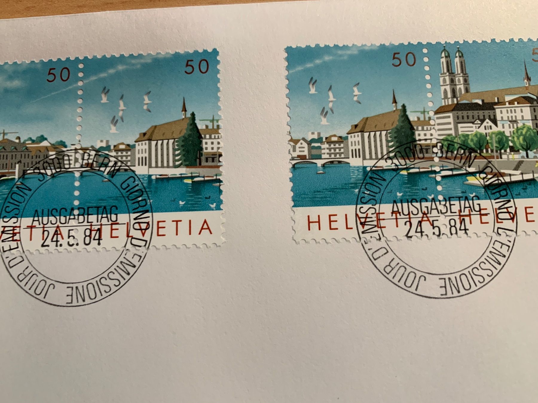 Tutti i francobolli: Ersttagsbrief mit 6 Marken 50Rappen 1984 – Usato da Ibach venduto da lisch3 3