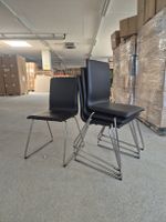 Stühle schwarz Leder 4 Stk. Stapelstühle Metall