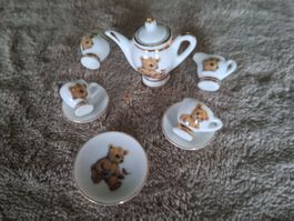 Wunderschönes 8-teiliges Porzellan-Set Bärenmotiv,Puppenhaus