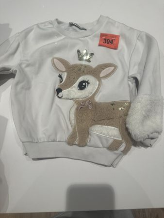 Kinder Pullover weiss Reh Applikation Grösse 116 122