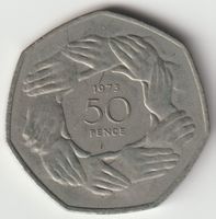 1973 Gedenksmünze EU Hände 50 Pence Grossbritannien
